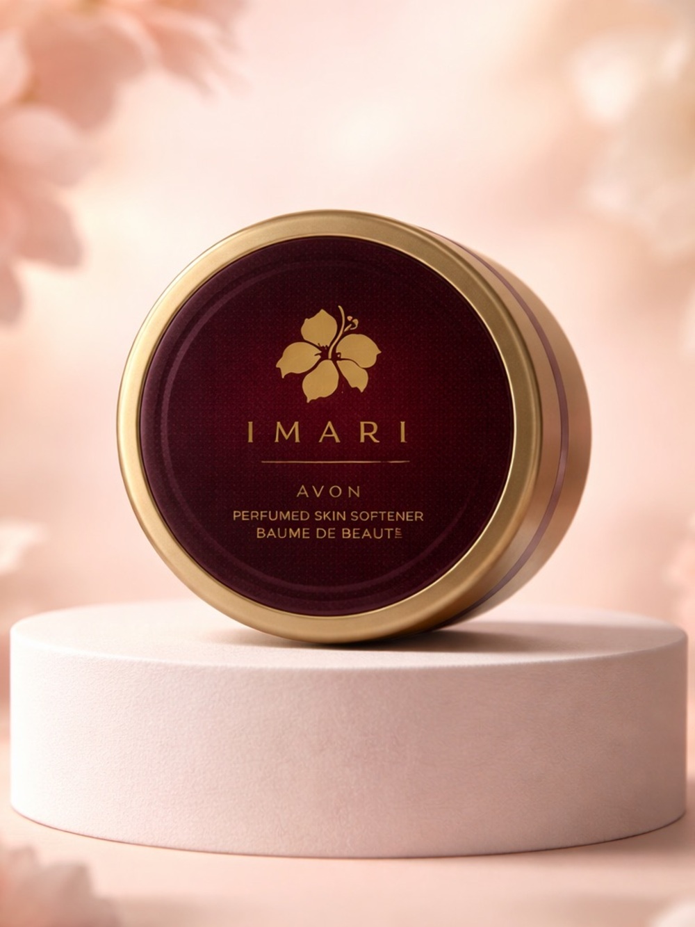 Avon Imari Perfumed Skin Softener - Deep Burgundy & Gold Container 5oz